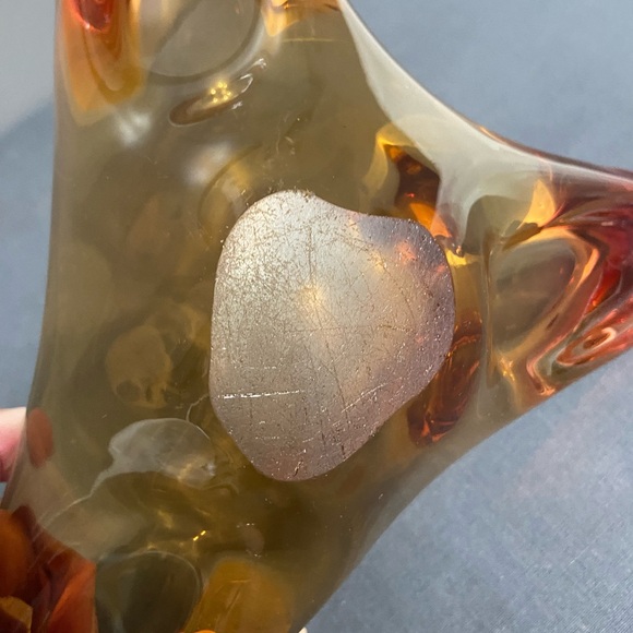 VTG Mid Century Murano Style Trinket Dish Or Ashtray Golden Amber Yellow Retro - Picture 10 of 17